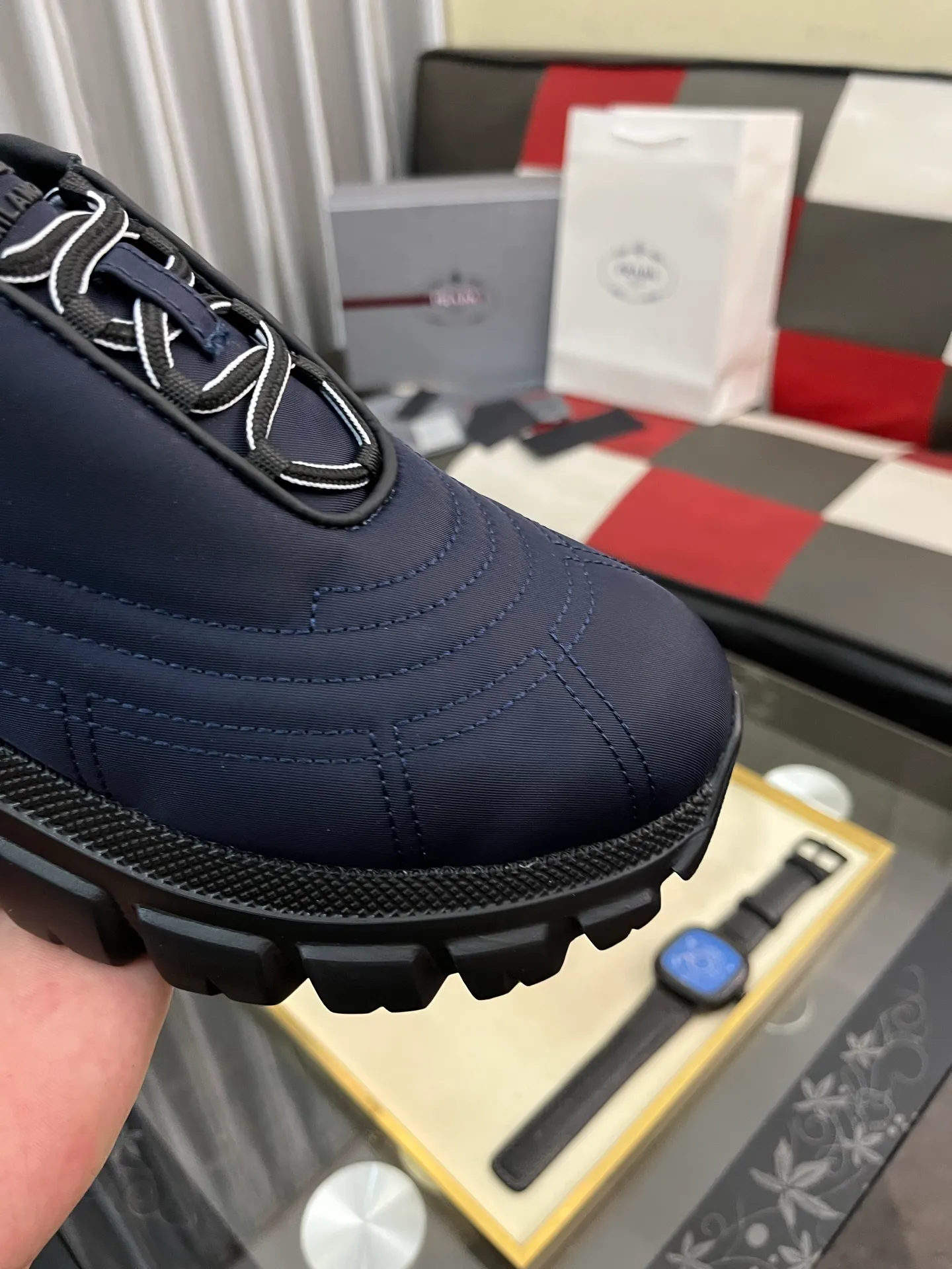 Men's shoes 💰560⌚️⌚️【PRADA】Prada - high-end quality original order 🔍🔍🔍 casual sports shoes - Upper: imported 🔝 Napa calfskin, pebbled calfskin, branded epoxy hollow mesh canvas, shoe body sewn with branded metal fasteners - Lining: water-dyed cowhide - Outsole: ultra-light TPU foam rubber; two-color molded outsole -Ultra-high quality control, fine workmanship, highlighting (high-end, nobility, class) -Size: 38-445️⃣colors available